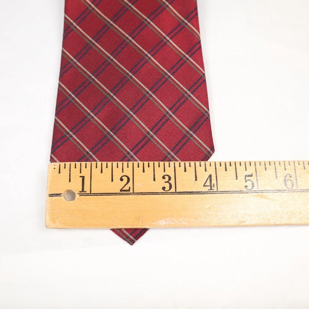 Polo Ralph Lauren Red Tartan Plaid Silk Tie Navy Olive Made‎ by Hand USA Classic